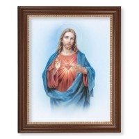13 1/2" x 16 9/16" Walnut Finished Frame with 11" x 14" Sacred Heart of Jesus Textured Art