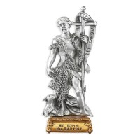 4 1/2" Pewter Saint John the Baptist Statue Gift Boxed