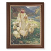 13 1/2" x 16 9/16" Walnut Finished Frame with 11" x 14" Sallman: The Good Shepherd Textured Art