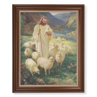 13 1/2" x 16 9/16" Walnut Finished Frame with 11" x 14" Sallman: The Good Shepherd Textured Art