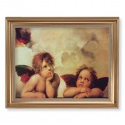 13 1/2" x 16 9/16" Gold Leaf Antique Finished Frame with 11" x 14" Raphael: Sistine Angels Textured Art
