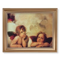 13 1/2" x 16 9/16" Gold Leaf Antique Finished Frame with 11" x 14" Raphael: Sistine Angels Textured Art