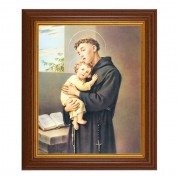 10 1/2" x 12 1/2" Walnut Finish Beveled Frame with 8" x 10" St. Anthony Textured Art
