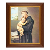 10 1/2" x 12 1/2" Walnut Finish Beveled Frame with 8" x 10" St. Anthony Textured Art
