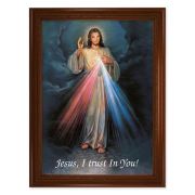 23.5" x 31" Walnut Finished Beveled Frame with 19" x 27" Divine Mercy Textured Art