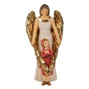 4" Cold Cast Resin Hand Painted Statue of Guardian Angel with Girl in a Deluxe Window Box