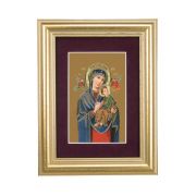 5 1/4" x 6 3/4" Gold Leaf Frame-Burgundy Matte with a 2 1/2" x 3 3/4" Our Lady of Perpetual Help Print