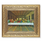 12 1/2" x 14 1/2" Ornate Gold Leaf Antique Frame with 8" x 10" The Last Supper Print