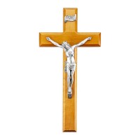11" Natural Cherry Cross with Fine Pewter Corpus