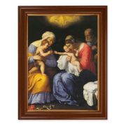 15 1/2" x 19 1/2" Walnut Finish Frame with Gold Accent and a 12" x 16" St. Anne-John the Baptist and the Holy Family Textured Art