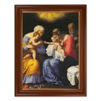 15 1/2" x 19 1/2" Walnut Finish Frame with Gold Accent and a 12" x 16" St. Anne-John the Baptist and the Holy Family Textured Art