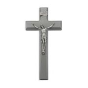 10" Grey Wood Cross with a Fine Pewter Corpus