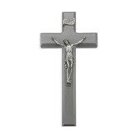 10" Grey Wood Cross with a Fine Pewter Corpus 10" Grey Wood Cross with a Fine Pewter Corpus