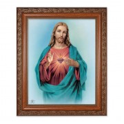 10" x 12" Ornate Wood Frame with an 8" x 10" Sacred Heart of Jesus Print