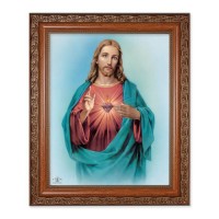 10" x 12" Ornate Wood Frame with an 8" x 10" Sacred Heart of Jesus Print