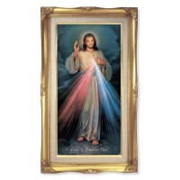 11.25" x 18.5" Gold Leaf Wood Frame with Divine Mercy Framed Print