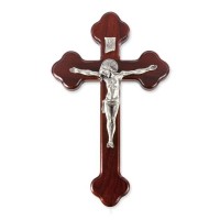 10" Latin Cherry Cross with Genuine Fine Pewter Corpus with Halo