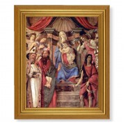 10" x 12" Gold Leaf Finish Beveled Frame with 8" x 10" Madonna Throne Of Angels/Saints Textured Art